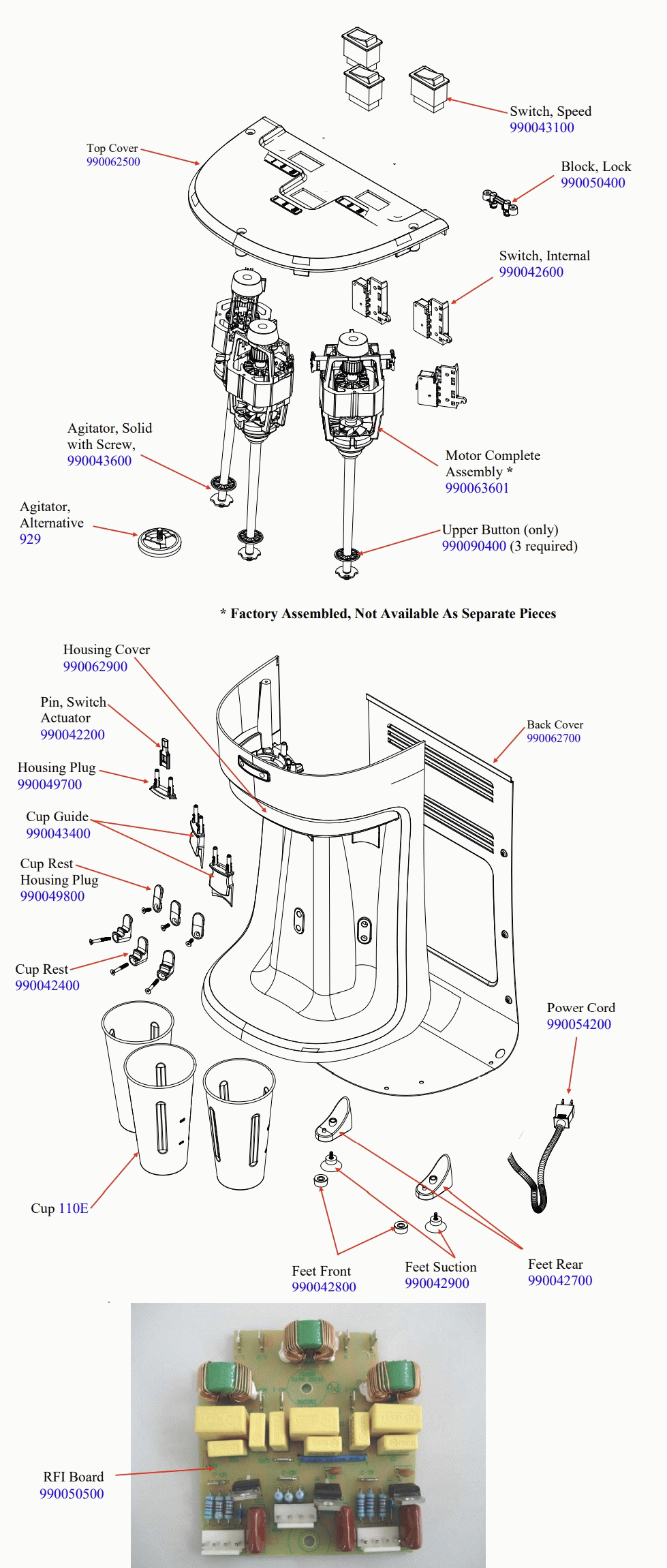 Diagram Diagram and Parts List for HMD-400-CE-B  Hamilton Beach Drink Mixer